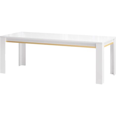 JEMMA - Table 190x90cm Laquée Blanc et Décor Doré (1/3)
