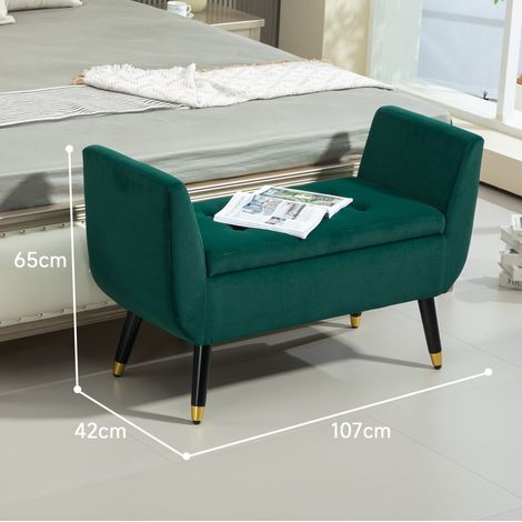 Banc de rangement avec coffre, accoudoirs, 107 x 42 x 65 cm, vert DESVIAE