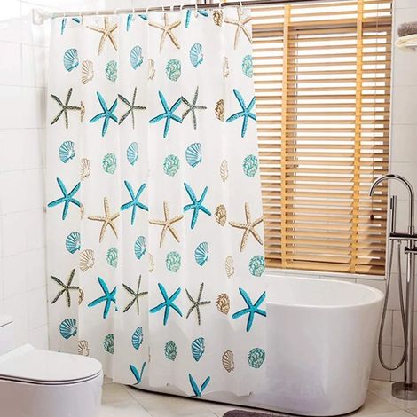 Cortina de baño para bañera de 180 x 200 cm, clara, resistente a la humedad, impermeable, antibacteriana, 0,2 mm, blanca, 100 % EVA, con 12 aros para cortina de ducha, apta para niños (1/5)