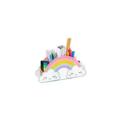 Porte-stylo en acrylique compartimenté, organiseur de bureau pour fournitures de bureau, motif arc-en-ciel (1/5)