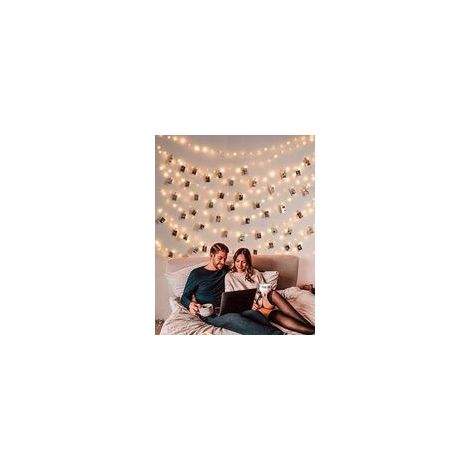 Décoration murale photo pour chambre, guirlande lumineuse avec pinces pour photos, guirlande lumineuse photo 10 m 100 LED, pinces photo à piles, guirlande lumineuse pour salon, Noël, mariages, photos (1/5)