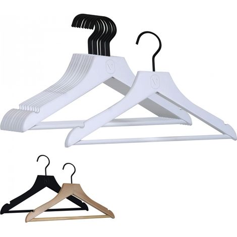 Lot de 10 cintres 32 cm pour vêtements enfant premium avec crochet pivotant à 360° - Blanc - Vivezen