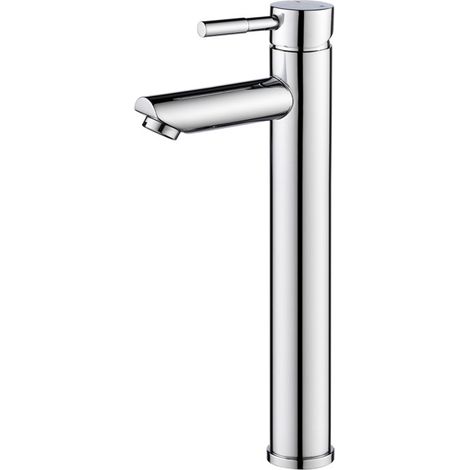 Mob-In – Robinet de salle de bain mitigeur bec haut 29.7cm – Acier inoxydable – Poignée en alliage de zinc – Flexibles 3/8' 35cm (1/4)