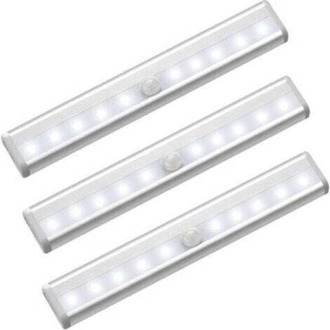 Lot de 3 spots LED sans fil avec détecteur de mouvement pour armoire – Alimentation par piles, bandes magnétiques incluses (1/5)