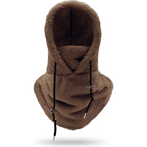 Beauvie-Capuche polaire chaude pour l'hiver, capuche de ski universelle, capuche polaire multifonctionnelle coupe-vent et chaude avec cache-cou, adaptée aux sports de plein air, au cyclisme, à la rand (1/4)