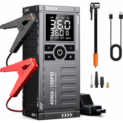Démarreur de Batterie Voiture avec Compresseur d'Air sans Fil Gris Canon (1/5)