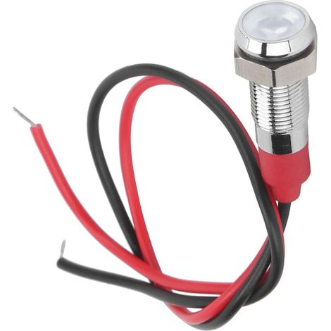 LED-Metallanzeigeleuchte, 6 mm, wasserdicht, Signallampe für Begleitfahrzeug, LKW, Boot, mit Kabel, 6 V, weiß (1/5)