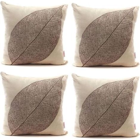 4 pièces Vintage arbre feuille veine automne Durable lin housse de coussin jeter oreiller café décor à la maison cadeau 18x18 ''45x45 cm (1/5)