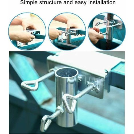 VURAHOME - Pied de parasol, support de parasol pour balcon, balustrade de balcon, pince pour parasol, support pour jardin, terrasse, balcon, balustrade (1/4)