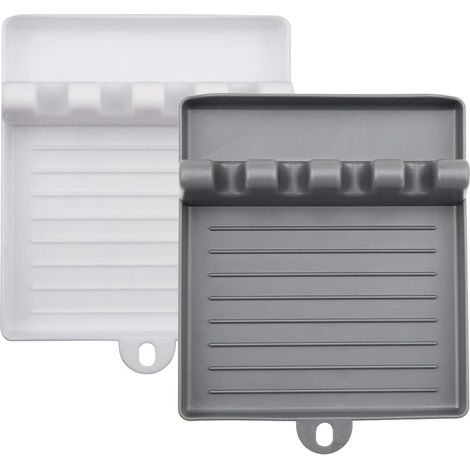 1 Soporte para utensilios, soporte de plástico PP, escurridor, compartimentos separados, para cocina (1/5)