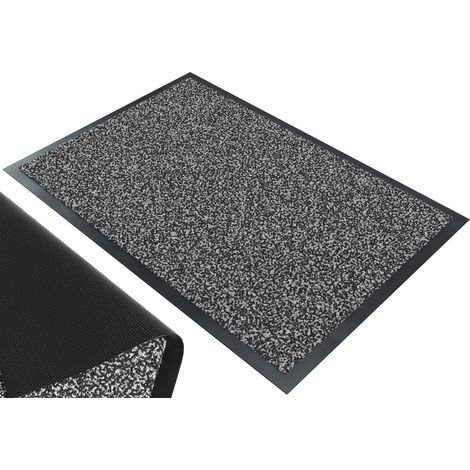 Tapis de Porte Paillasson d'Entree Interieur et Extérieur Tapis Antidérapant et Anti-Poussière Tapis d’entrée Imperméable Lavable 60x90cm Gris-Noir (1/5)