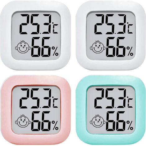 LCD ThermomèTre HygromèTre Interieur NuméRique,4 pièces Thermo HygromèTre Indicateur du Niveau de Confortde,pour Salon EntrepôT Chambre de BéBé (1/5)