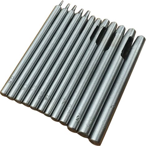 Sollbry 10 Stück Leder-Lochstanzer, Hohlstanzer, Lederstanzer, runder Stahl-Hohlstanzer-Set, Leder-Hohllochstanzer-Werkzeuge für Uhrenarmband, Gürtel, 0,5 mm–5 mm