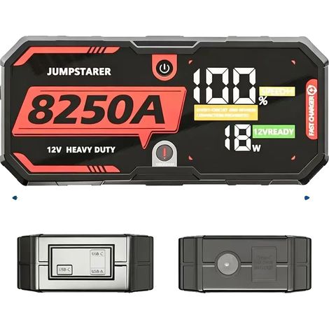 Booster de Batterie d'Urgence, Capacité de 32000mAh, Design Portable, 8250A (1/2)