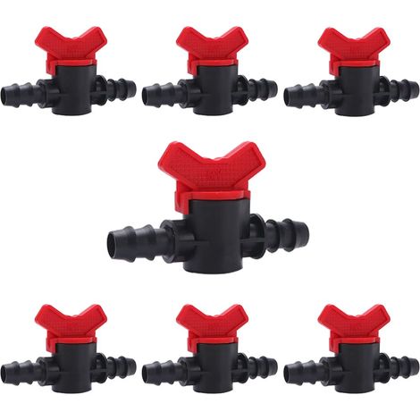 Set di 7 valvole di commutazione per irrigazione, rubinetto da giardino in plastica PE, rubinetto a doppio attacco maschio, per irrigazione di giardino e prato, per tubo flessibile da 16 mm.