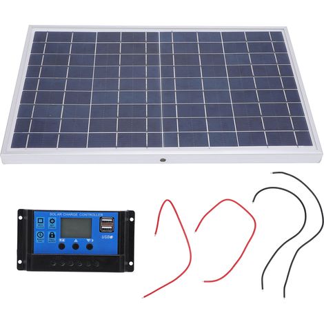 Ortviai Panneau Solaire Polycristallin 10 W IP65 Étanche avec Contrôleur 12 V / 24 V pour Camping-car et Bateau (1/5)