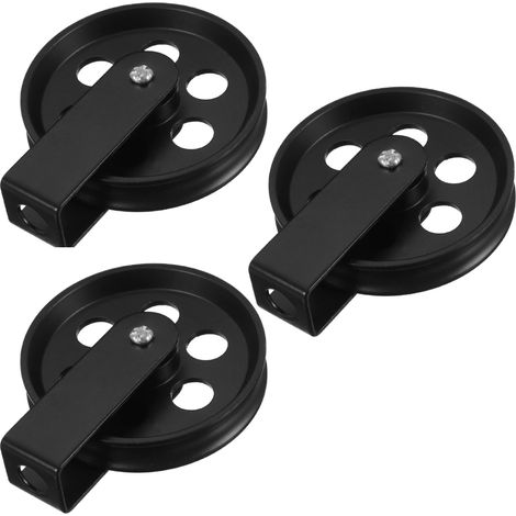 Juego de 3 poleas de pared negras con un diseño sencillo para proyectos de iluminación doméstica DIY.