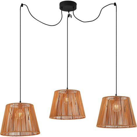 Outdoor Pendant Light Black with Orange Rope Shades 3-Light IP44 - Cava Jayla