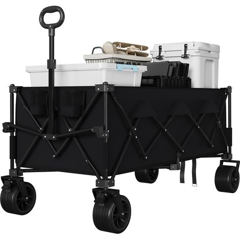 Outdoor Trolley - Heavy Duty - Black, Iron Frame with Oxford Cloth - for Garden, Camping, Shopping (1/5)