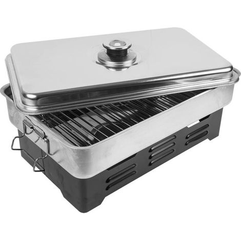 Affumicatore da balcone in acciaio inox con termometro da cucina e scaglie per affumicatura, grigio, 11 x 43,5 x 27,5 cm (1/4)