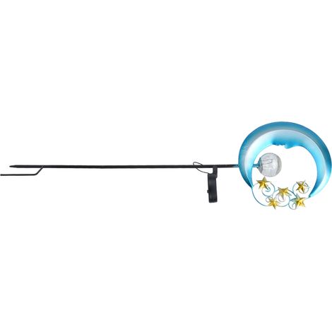 Solarbetriebene LED-Leuchte aus Schmiedeeisen mit Mond und blauen Sternen für Garten, Einfahrt und Landschaftsgestaltung (mit eingebautem Akku) (1/5)