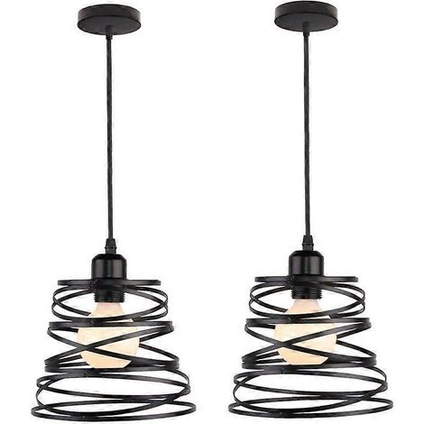 Stoex Lot De 2 Suspensiones Vintage, 2 Luminarias Estilo Industriel, Plafonnier Vintage Forme Ressort, clairage Intrieur, Lampe Cuisine Salon Salle Ma