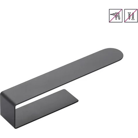 Porte-serviettes sans vis en acier inoxydable 304 brossé support de salle de bain simple porte-serviettes de salle de bain porte-serviettes de cuisine auto-adhésif Fix court noir