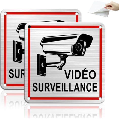 Autocollant Vidéo Surveillance 12x12cm, Lot de 2 Protection Extérieur (1/5)