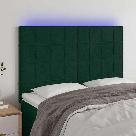 vidaXL Cabecero con luces LED terciopelo verde oscuro 144x5x118/128 cm (1/5)