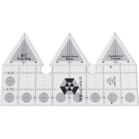 Règle de couture transparente en acrylique à double bande avec grille et angles 45/60/90 degrés, guide de coupe triangulaire antidérapant (1/3)
