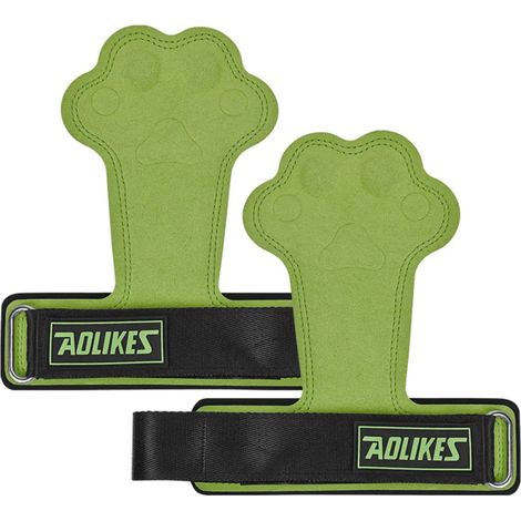 Gants de fitness (verts), pour les tractions, l'haltérophilie et la protection de la paume. (1/3)