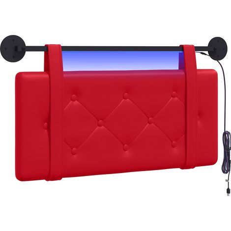 Hanging Headboard with LED Light Red Faux Leather vidaXL