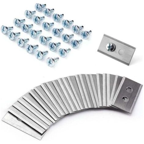 Jeu de 24 lames de tondeuse à gazon pour Luba AWD 5000, Luba AWD 3000 et Luba AWD 1000, double trou argenté avec 24 vis, lames de rechange durables en acier inoxydable, 36 x 18 x 0,9 mm (1/4)