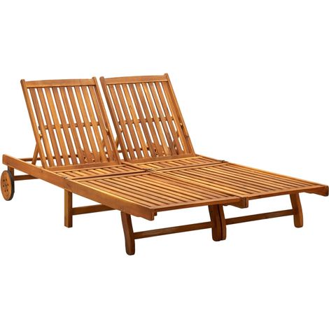 FIMEI Chaise longue 2 places Bois d'acacia massif (1/5)