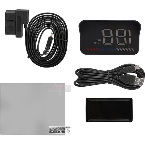 Affichage tête haute LED GPS OBD M7 - Projection couleur vitesse et alertes (1/5)