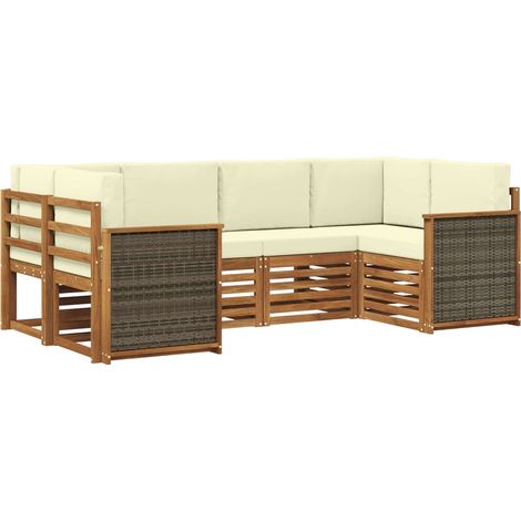 Sectional Sofa Set with Cushion 5 pcs Natural and Cream vidaXL (1/5)