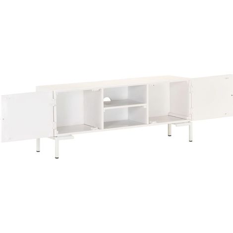 vidaXL TV-Möbel Weiß 115x30x46 cm Massivholz aus Mango
