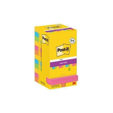 POST-IT Haftnotiz Post-it® Super Sticky Notes Carnival Collection 76 x 76 mm (B x H) ultragelbparadiseblau limonengrün powerpink vitalorange 90 Bl./Block 12 Block/Pack.