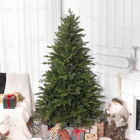Albero di Natale 180 cm Artificiale in Plastica e Base in Metallo Pieghevole, Albero di Natale Finto con 1821 Rami Ignifughi, Facile da Montare, Ø117x180 cm, Verde (1/5)