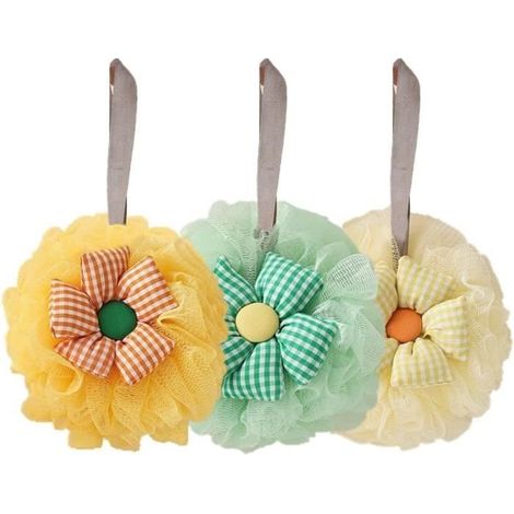 3-teiliges Duschset: Duschblume, Duschschwamm, Luffa, Duschpuff, mehrfarbiger Peeling-Duschpuff (1/4)