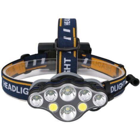 Rechargeable LED Headlamp, Ultra Powerful 8 LED Headlamp with 18,000 Lumens, Waterproof and Lightweight Headlamp, Perfect for Camping, Fishing, Cave, Jogging and Hiking (1/5)