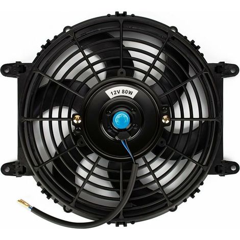 EASYCOMFORT Ventilateur de refroidissement électrique universel - Ventilateur de radiateur 12 V - Pales de ventilateur moteur - 80W - Kit de montage (23cm) (1/4)