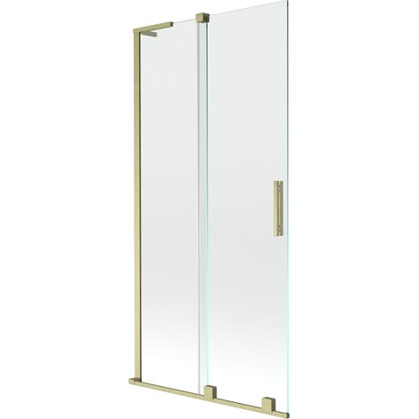 Mexen Velar L paroi de baignoire 2 volets coulissants 95 x 150 cm, transparent, doré brossé - 896-095-003-01-55 (1/2)