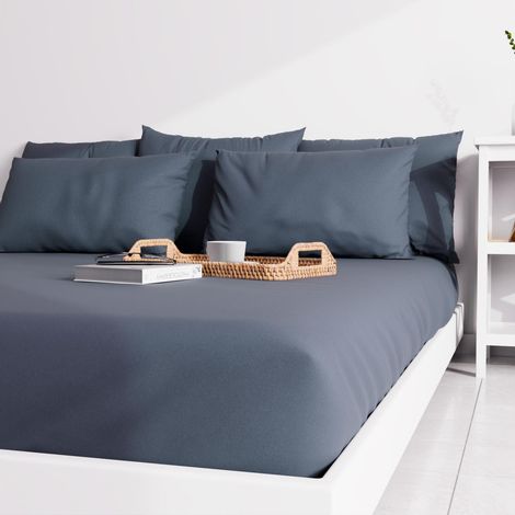 Drap housse uni 140x190 cm ZZZ bleu jean
