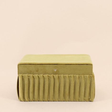 Boite à bijoux en velours plissé vert 23x15cm