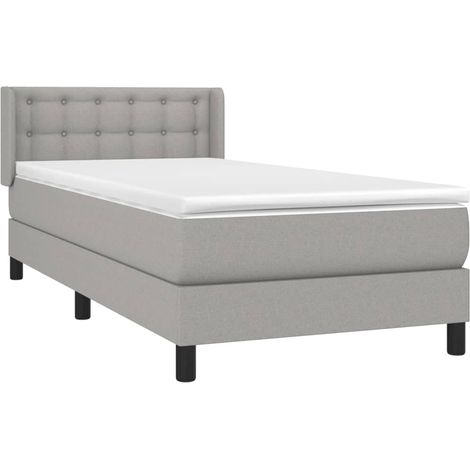 Sommier à lattes de lit et matelas Gris clair 90x190 cm Tissu vidaXL (1/5)