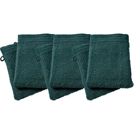 Gants de toilette - COTON PUR - Spa Emeraude - 15 x 21 cm - 400 gr/m² - Lot de 6 (1/5)