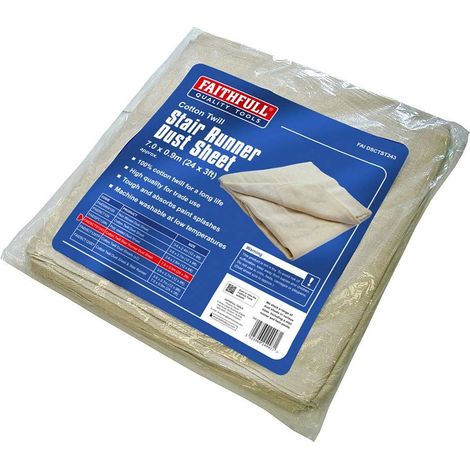 Faithfull Stairs Stairway Cotton Twill 24 x 3ft 7m 0.9m Dust Sheet FAIDSCTST243