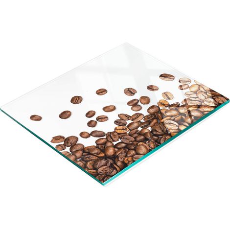 Tablero decorativo multifuncional de vidrio templado con dise帽o de granos de caf茅, 60x52 cm.