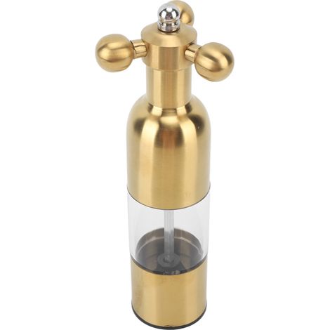 Professionelle Pfeffermühle, wiederaufladbar mit Keramikrotor, einstellbarem Mahlgrad, manuell, geeignet für die Küche, Modell Gold L (1/5)